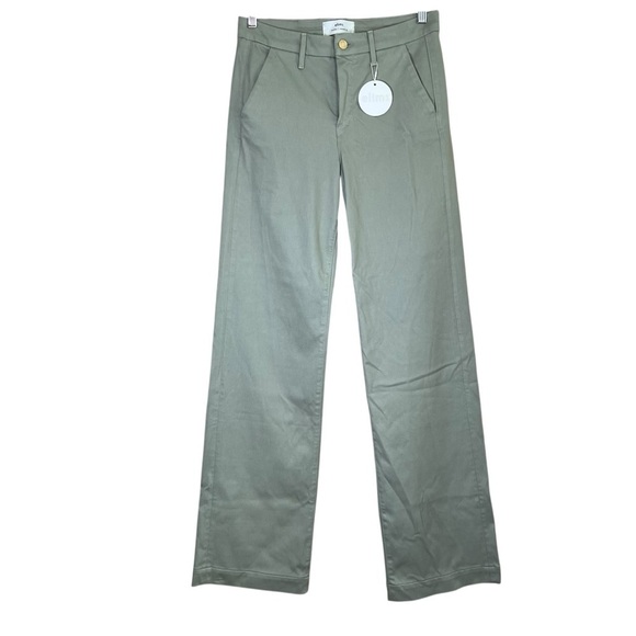 elims Malibu Wide-Leg Chino Trouser High Waist Sage Green Sz 28 Long (XL) NEW - Picture 6 of 13